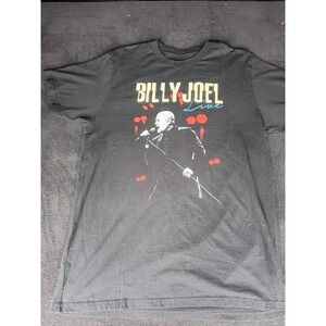 Billy Joel Live In Concert Tour T-Shirt Mens XL Black Barking Irons Graphic Tee